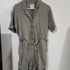 C&C California Olive Utility Button Romper